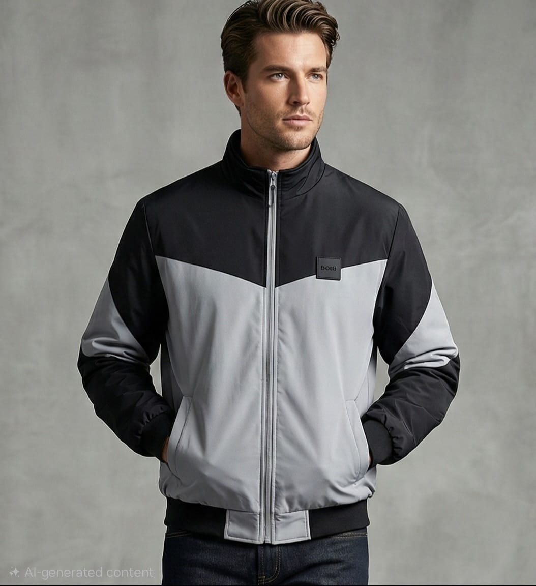 Rare Rabbit Men’s Dual-Tone Shield Bomber Jacket